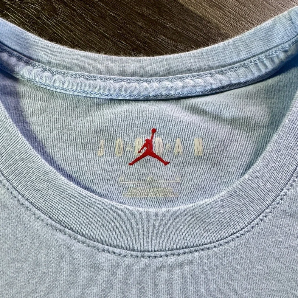Jordan Men's Graphic‎ T-Shirt Light Blue Medium Regular Jumpman Scenic